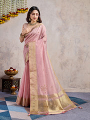 Embroidered Linen Blend Saree