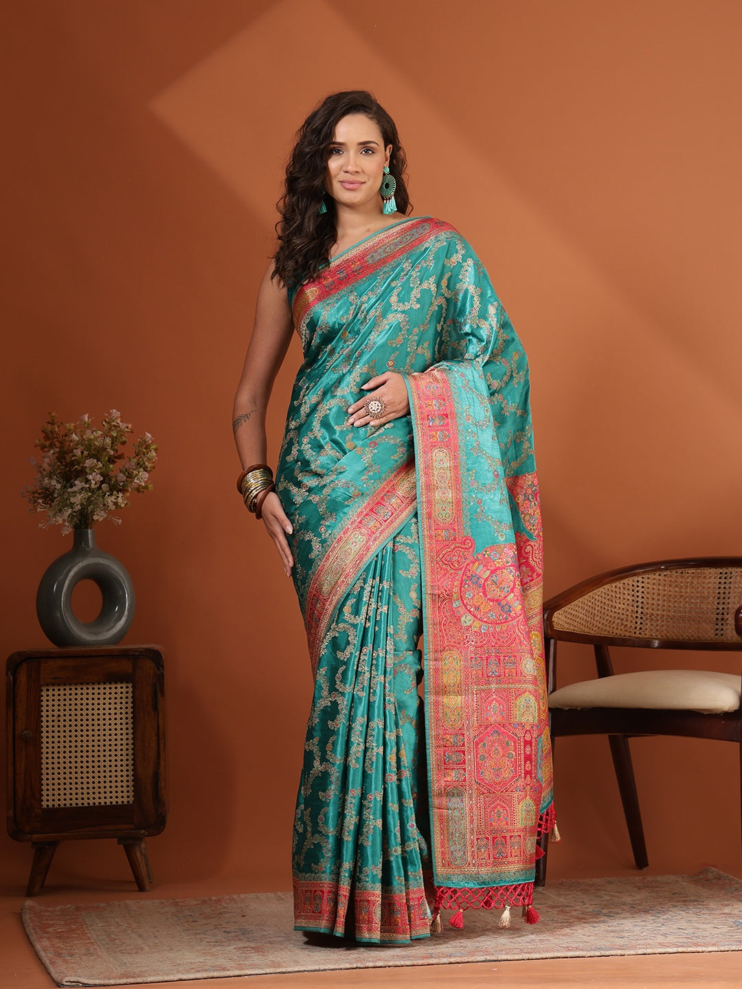 Woven Design Satin Saree