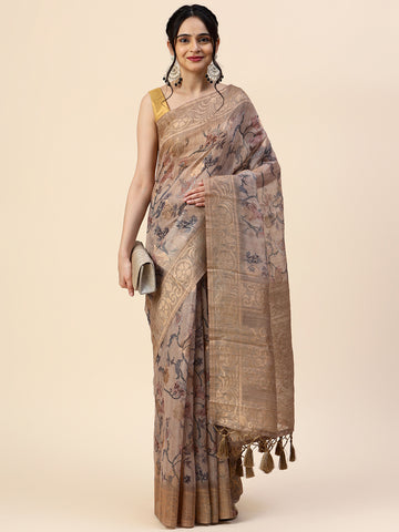 Digital Floral Printed Chanderi Saree