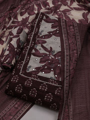 Printed Cotton Blend Unstitched Suit With Dupatta