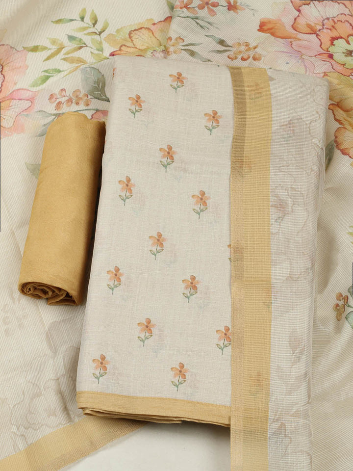 Printed Tissue Unstitched Suit With Pant &amp; Dupatta