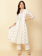 Woven Cotton Kurta With Pants