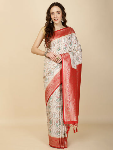 Zari Jaal Woven Handloom Saree