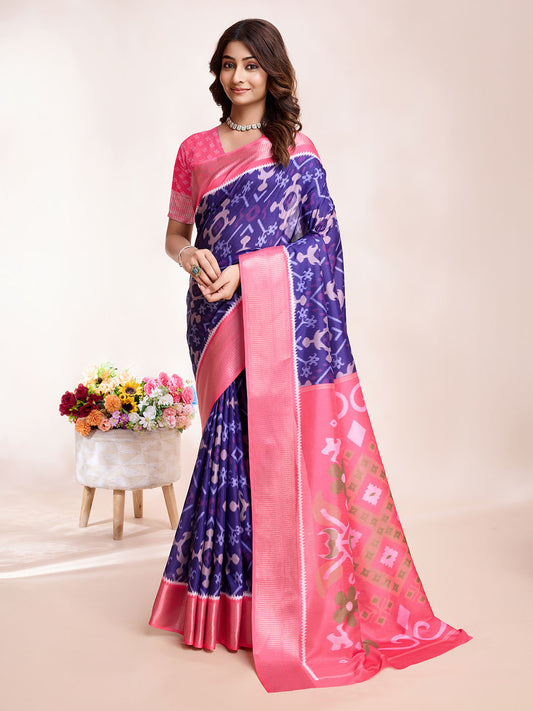 Patola Zari Border Art Silk Woven Saree