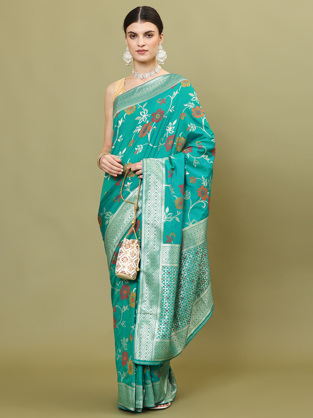 Stone Embroidery Banarasi Woven Saree
