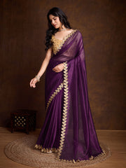 Stone Embroidery Tissue Saree