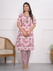 Digital Printed Muslin Kurta With Pants