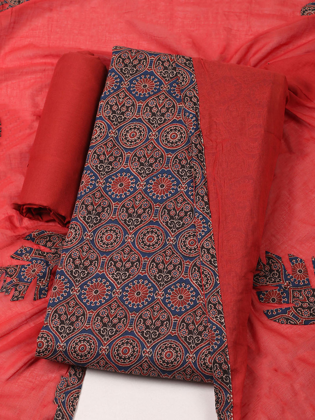 Printed Cotton Unstitched Suit With Pant Dupatta