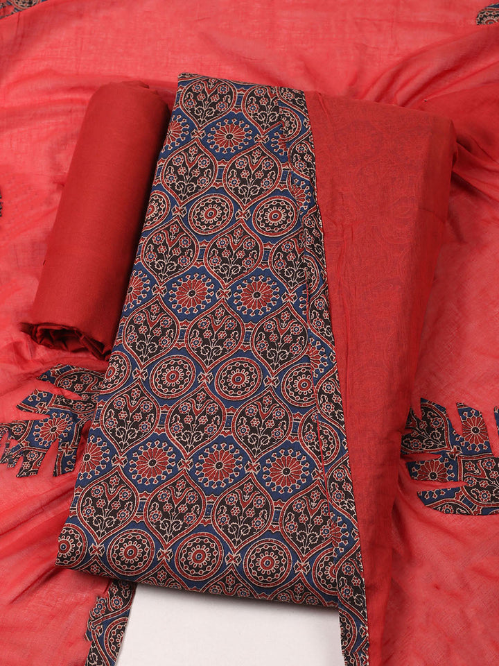 Printed Cotton Unstitched Suit With Pant Dupatta