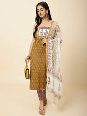 Printed Cotton Unstitched Suit Piece With Dupatta