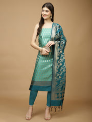 Woven Chanderi Unstitched Suit Piece With Dupatta