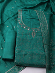 Woven Design Chanderi Unstitched Kurta With Pant & Dupatta