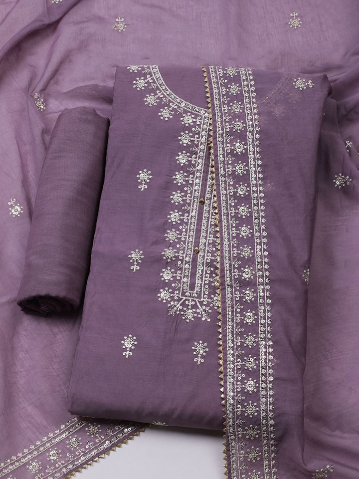Embroidered Muslin Unstitched Kurta With Pant &amp; Dupatta