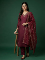Printed Cotton Silk Kurta With Pant & Dupatta