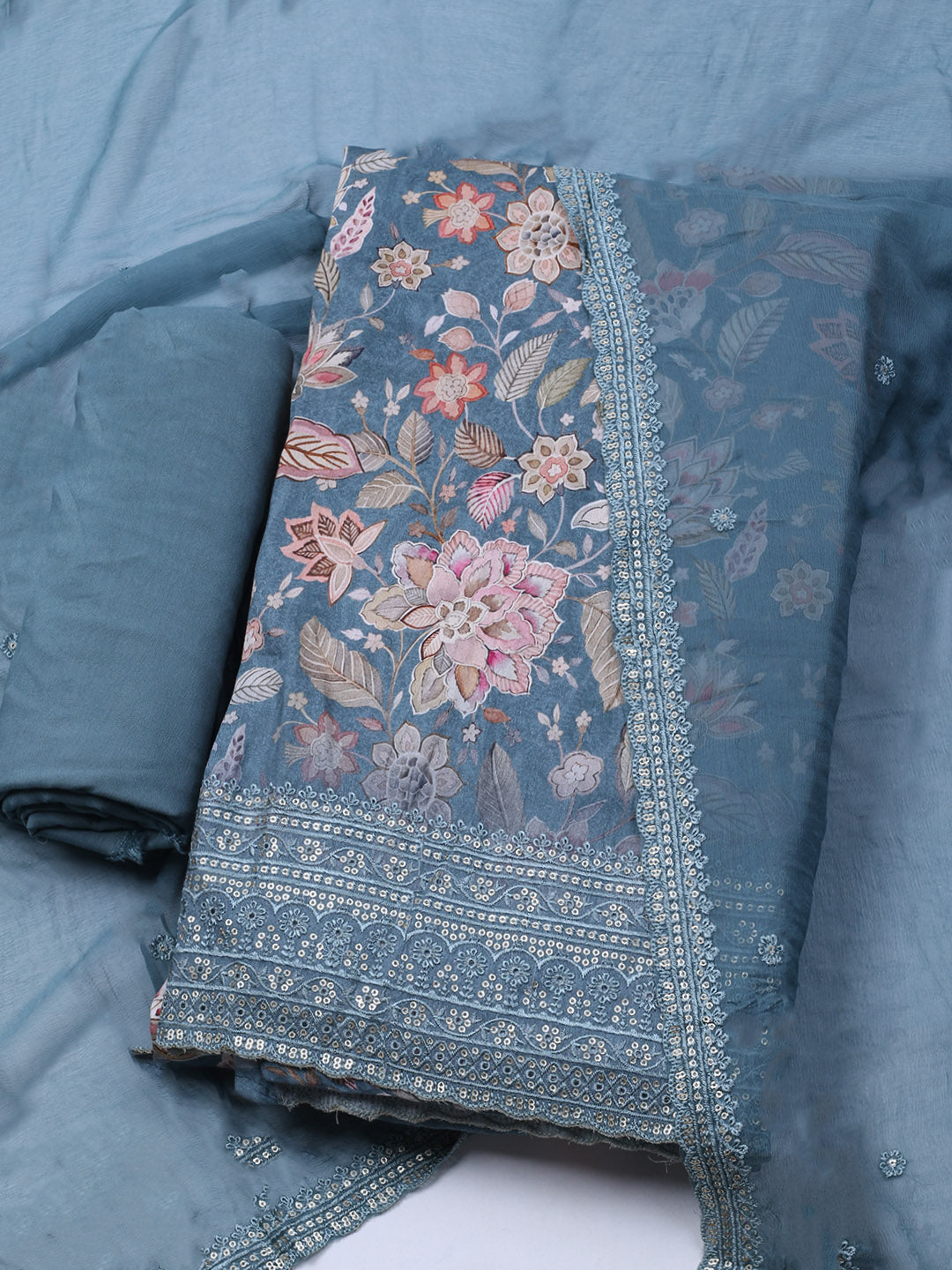 Printed Muslin Unstitched Suit With Dupatta