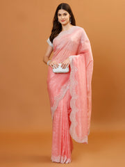 Sequence Embroidery Organza Saree