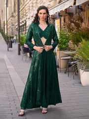 Embroidered Georgette Choli With Plazzo & Jacket