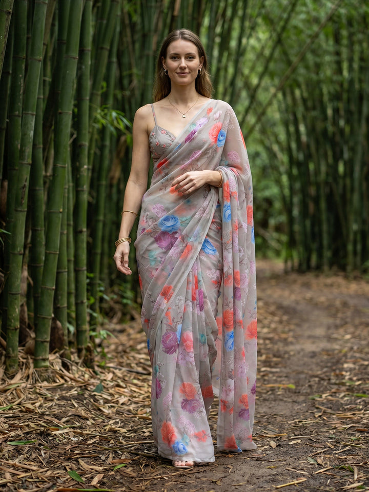 Digital Print Chiffon Saree
