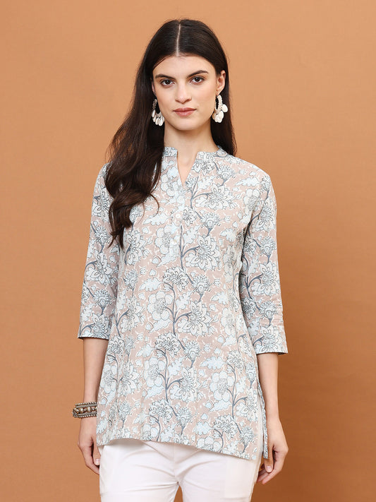 Printed Cotton Blend Short Kurti