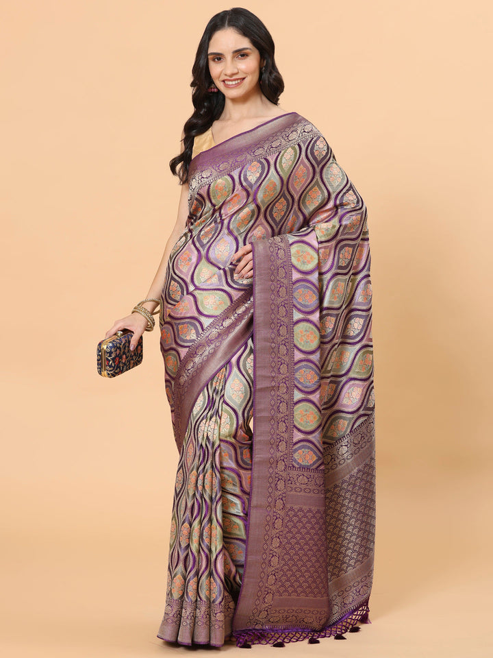 Zari Jaal Woven Satin Saree
