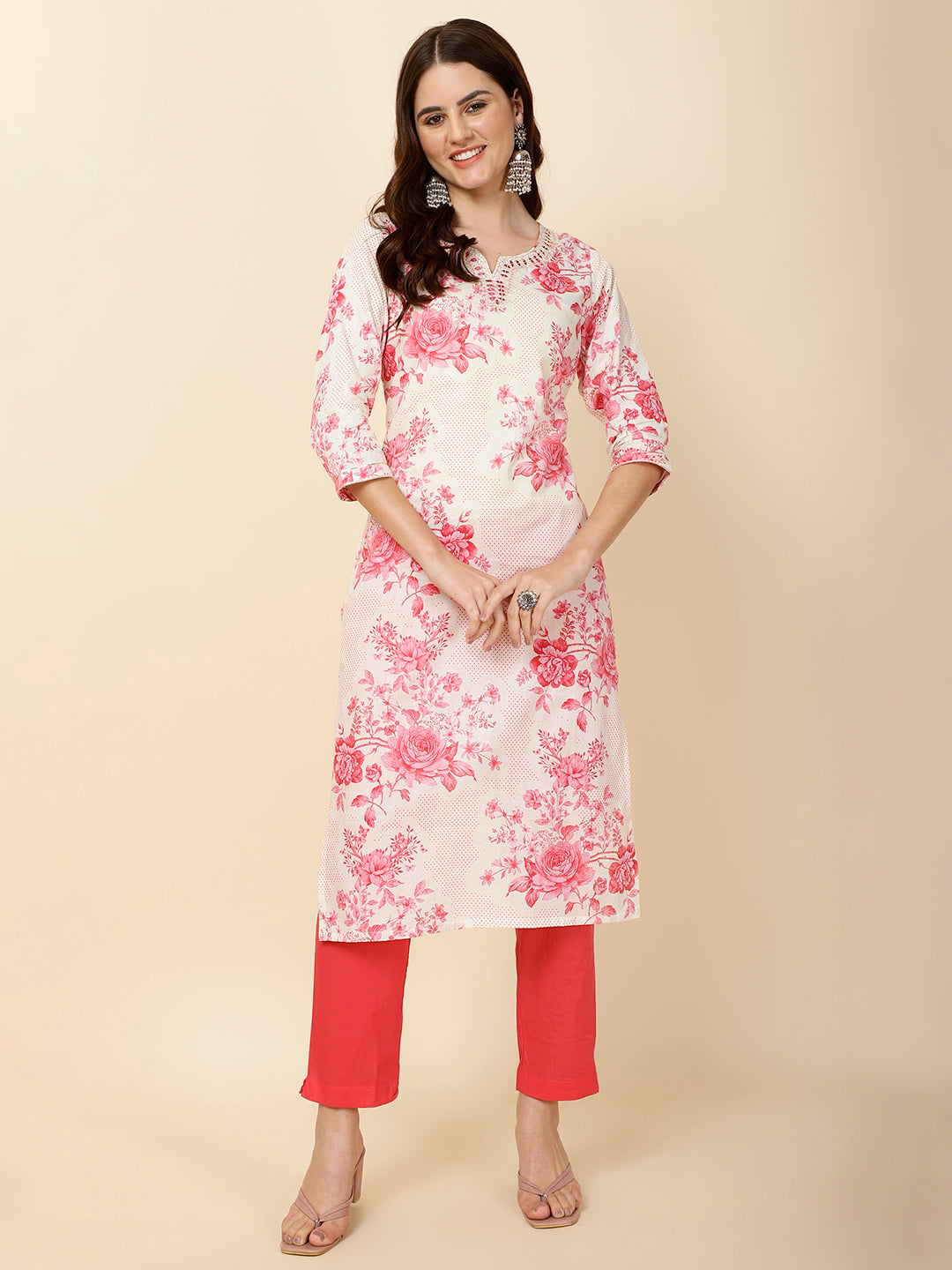 Printed & Embroidered Cotton Kurta Set
