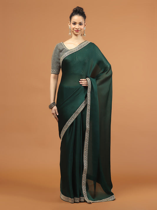 Stone Work Art Chiffon Saree