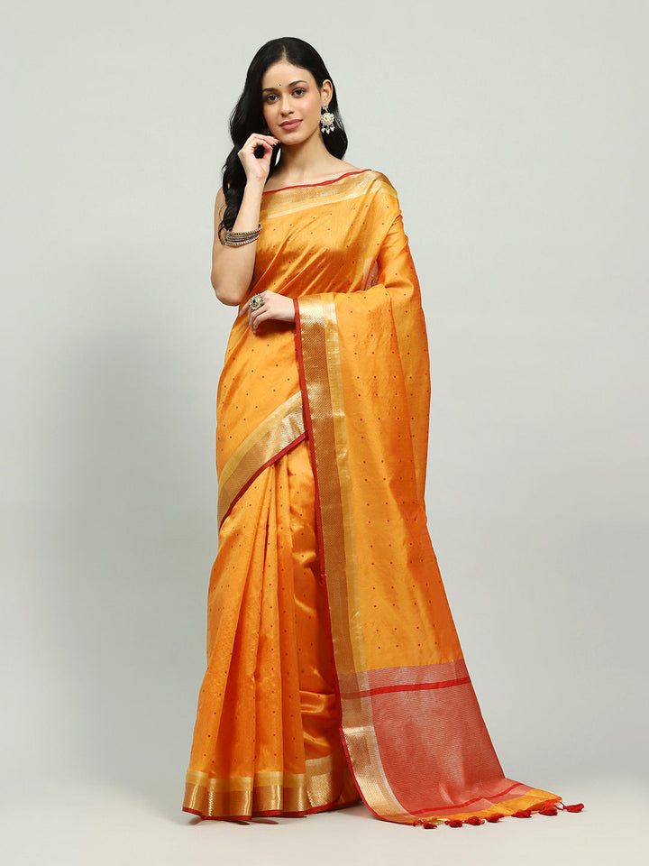 Embroidered Border Booti Art Silk Saree