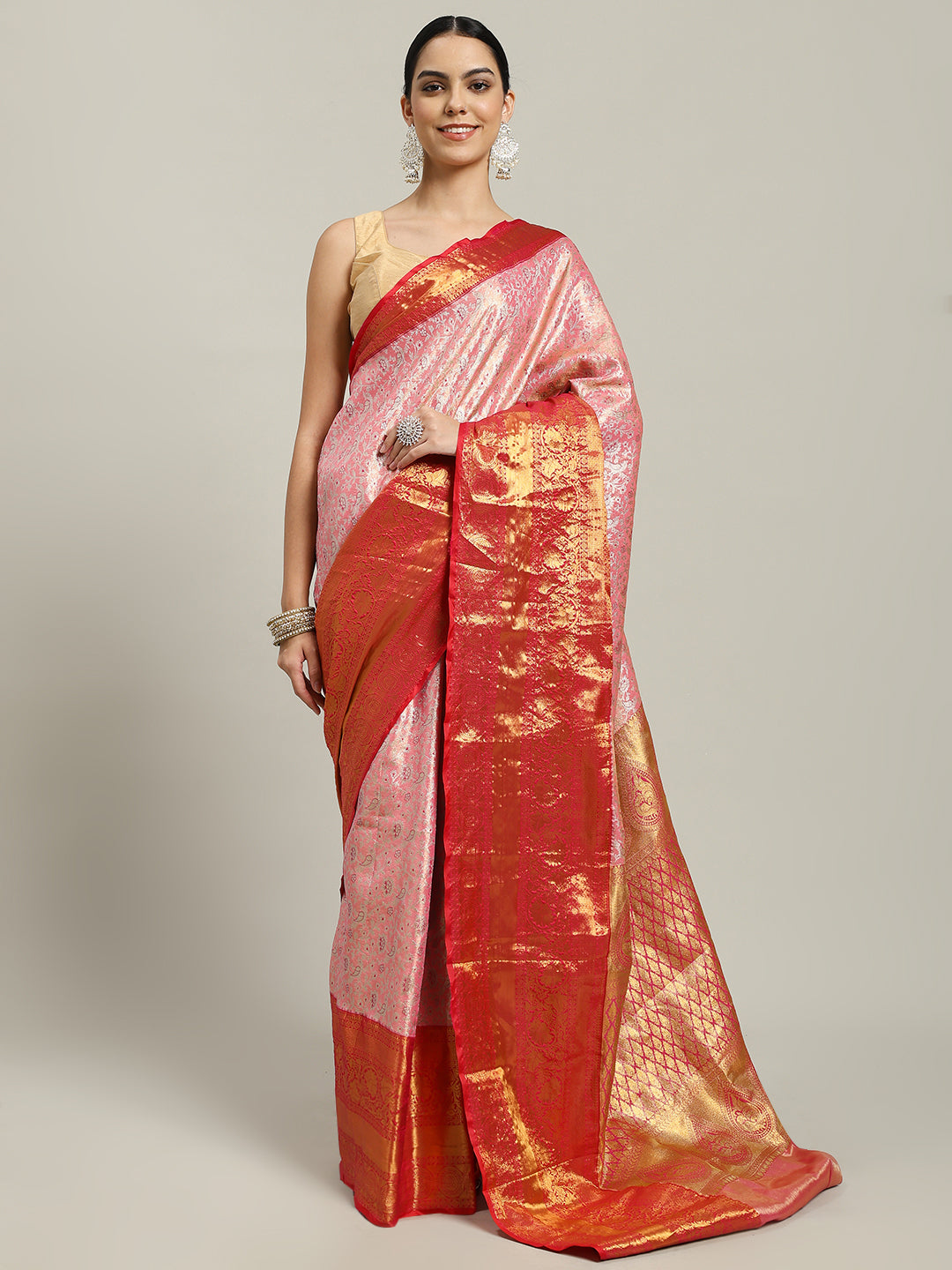 Woven Brodcade Zari Jaal Art Silk Saree