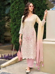 Embroidery Organza Kurta With Pants And Dupatta