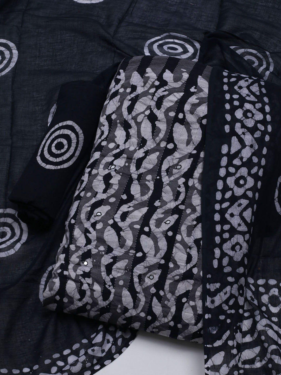 Printed Cotton Blend Unstitched Suit With Dupatta
