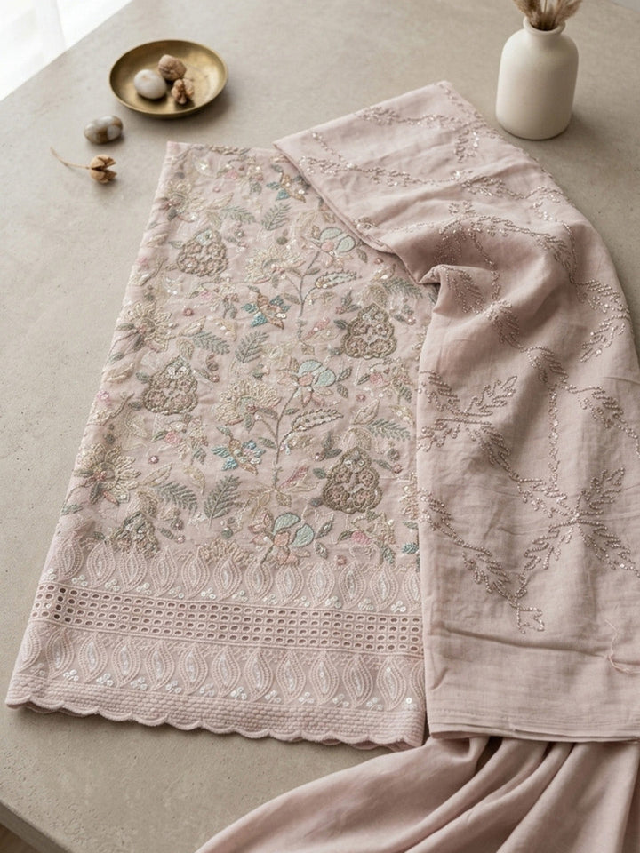 Embroidered Cotton Blend Unstitched Suit Pant &amp; Dupatta