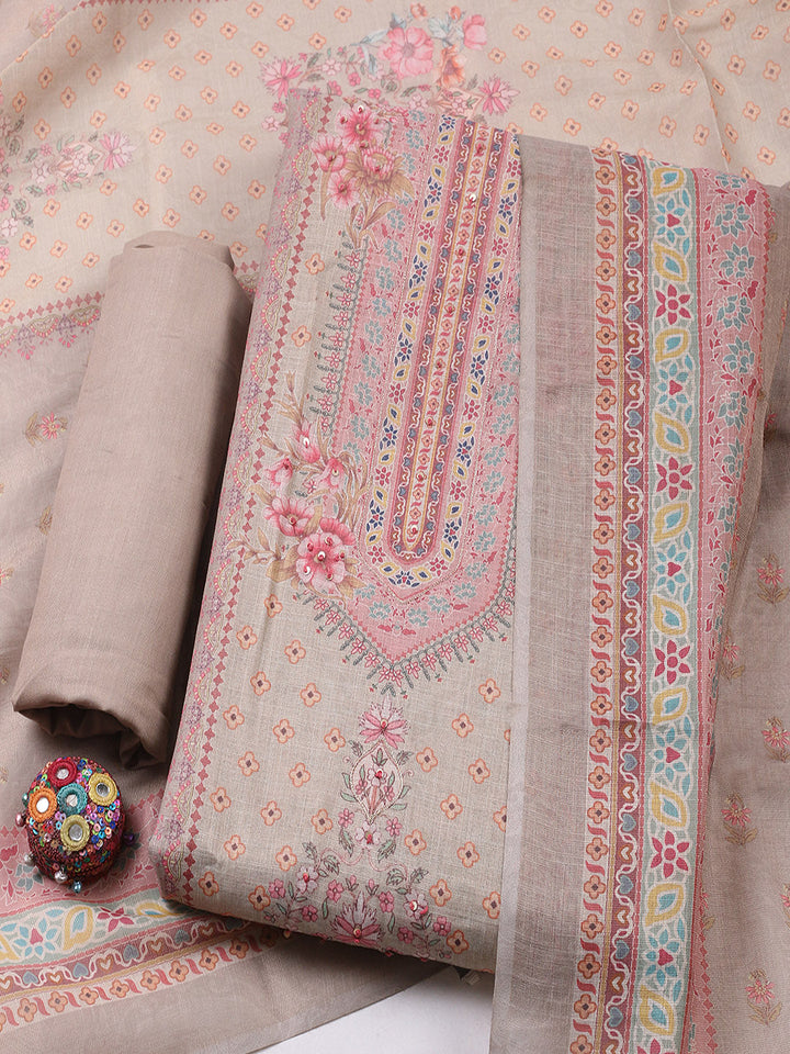 Printed Tissue Unstitched Suit With Pant &amp; Dupatta