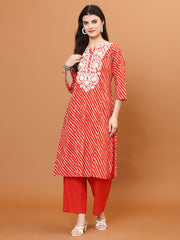 Resham Work Cotton Blend Kurti With Pants