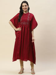 Yoke Embroidery Cotton Kaftan Kurta