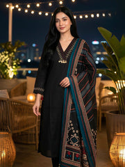 Embroidered Cotton Blend Kurta With Pant & Dupatta