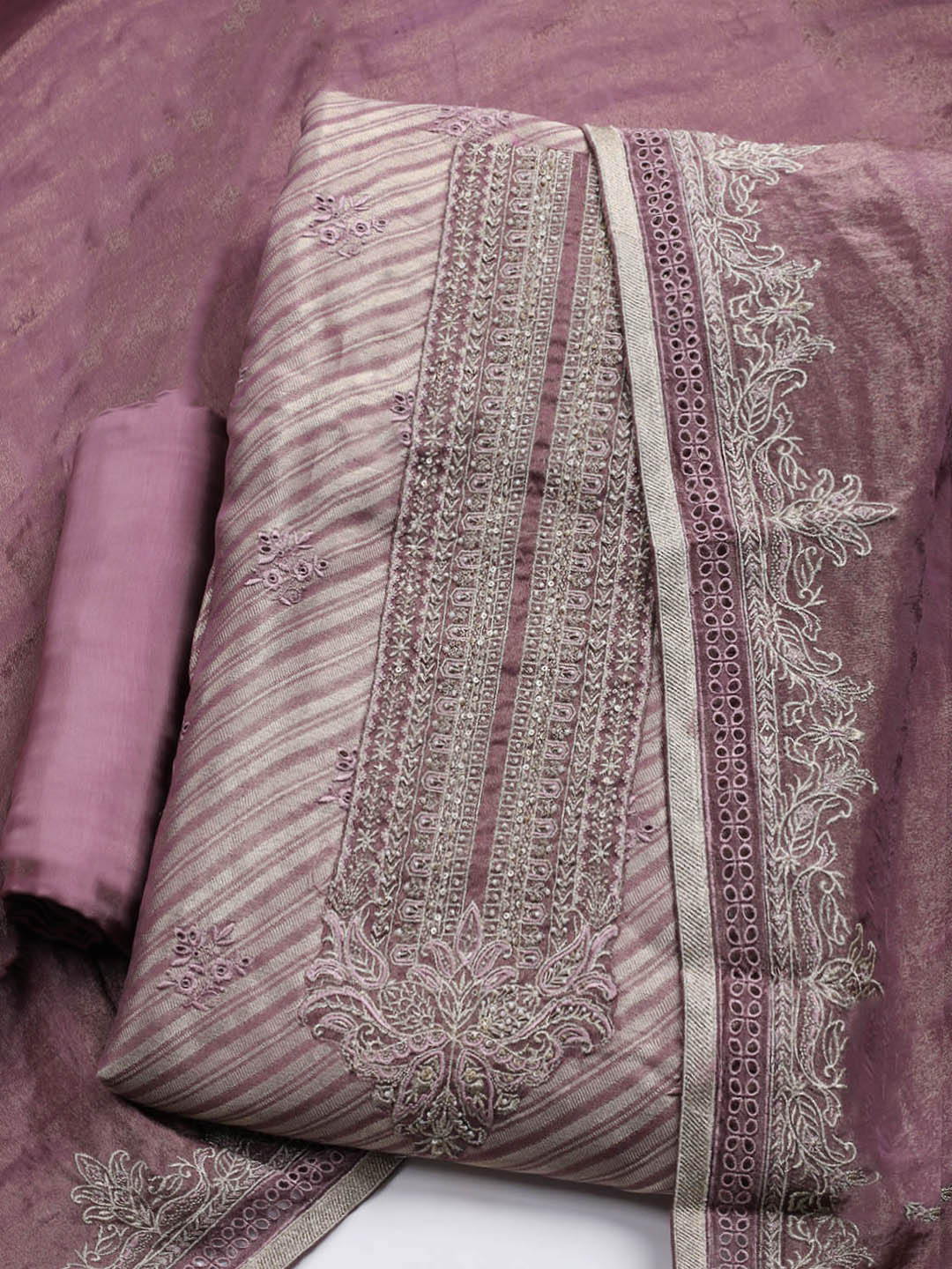 Embroidered Tissue Unstitched Suit With Dupatta