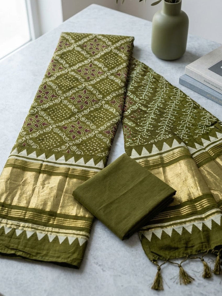 Embroidered Art Silk Unstitched Suit With Pant &amp; Dupatta
