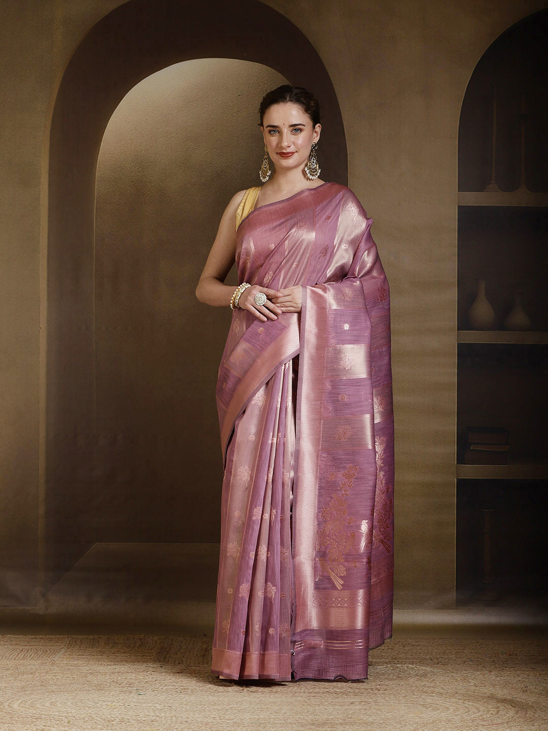 Woven Design Linen Blend Saree
