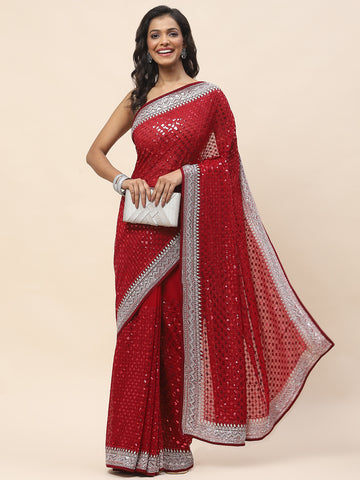 Sequence Embroidery Georgette Saree
