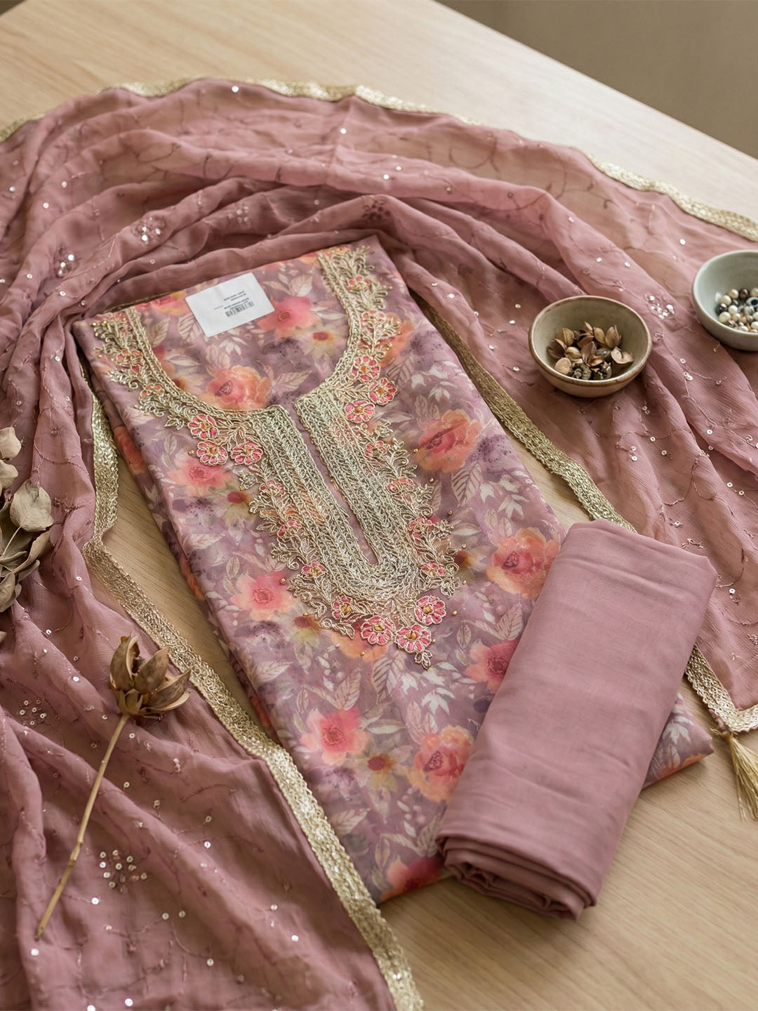 Embroidered Cotton Unstitched Suit With Pant