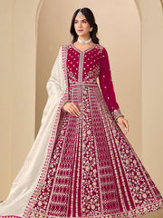 Embroidered Velvet Semi Stitched Kurta With Pant & Dupatta