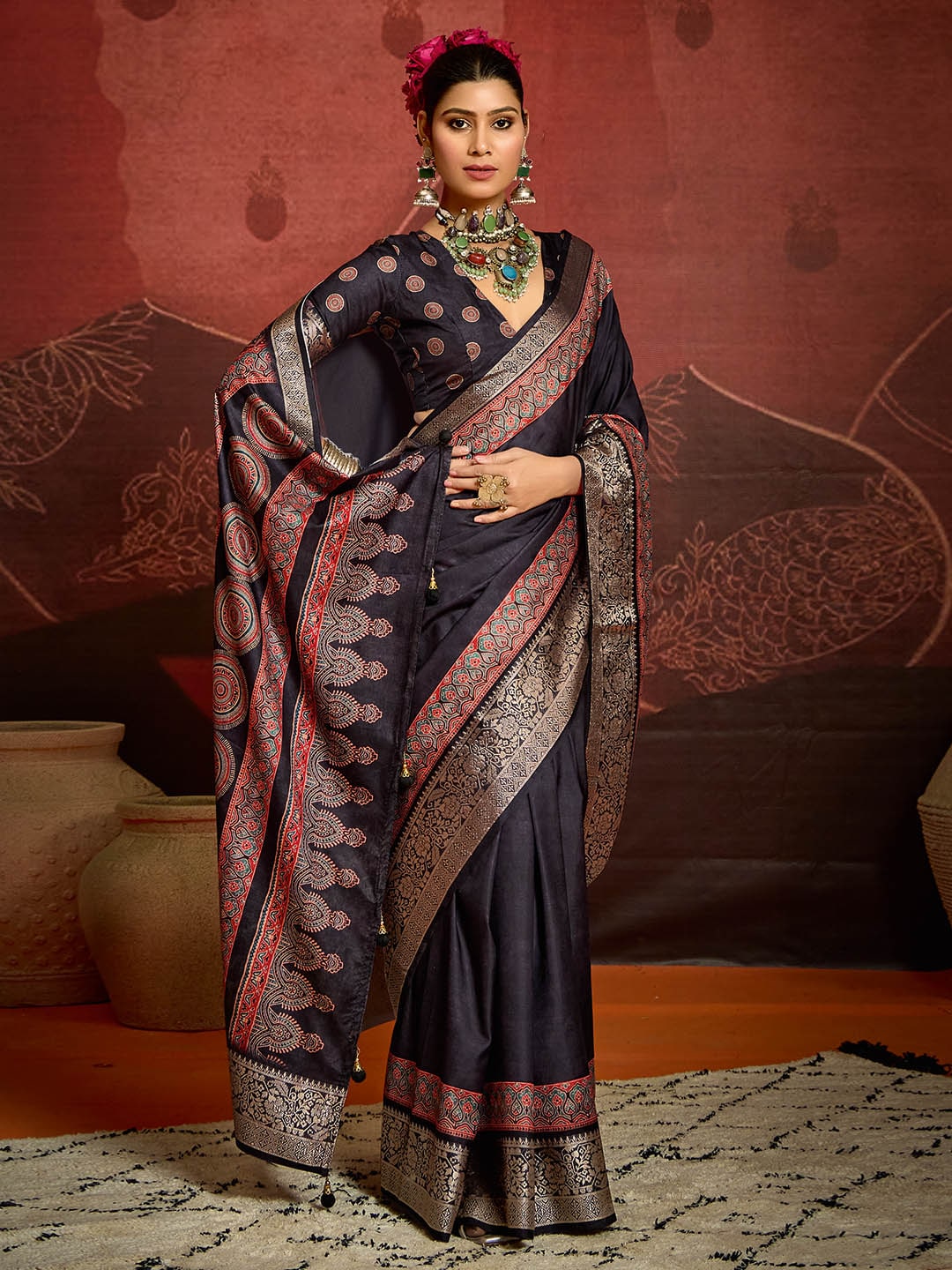 Zari Border Art Silk Saree