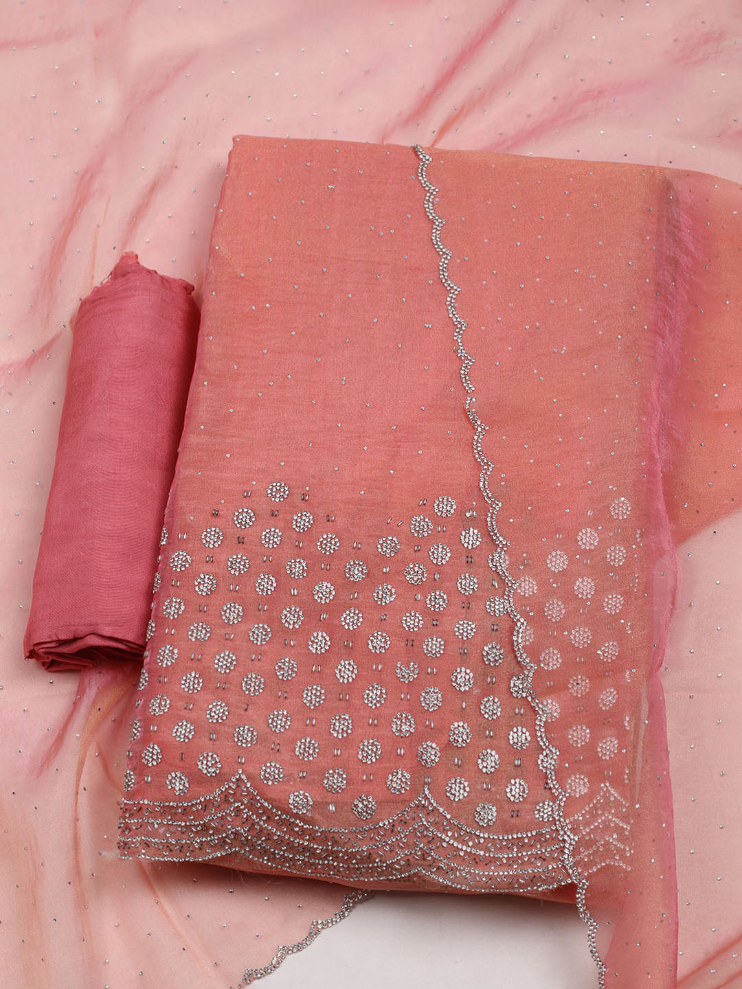 Embroidered Tissue Unstitched Suit With Dupatta