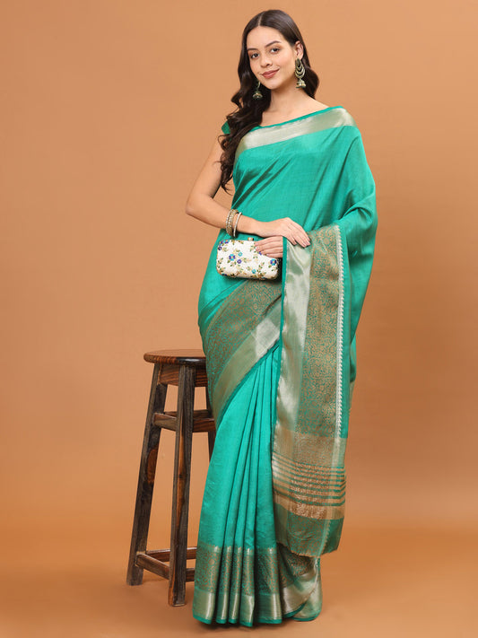 Plain Zari Border Handloom Saree