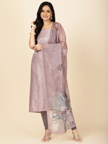 Neck Patti Cotton Unstitched Suit With Dupatta