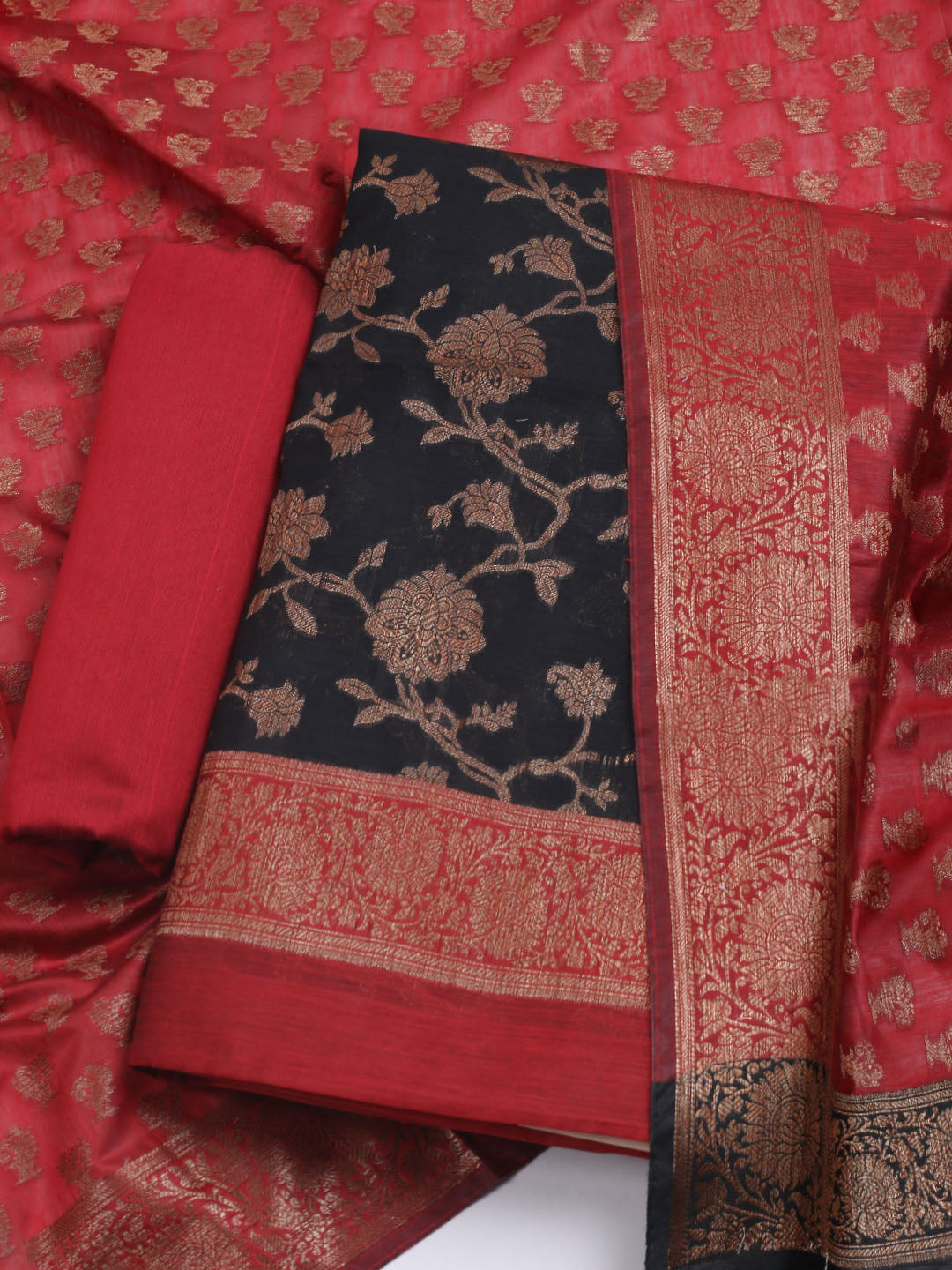 Woven Chanderi Unstitched Suit With Dupatta