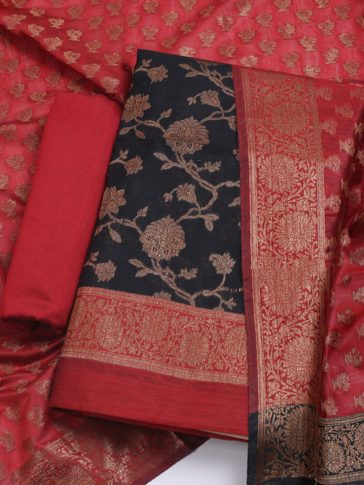 Woven Chanderi Unstitched Suit With Dupatta