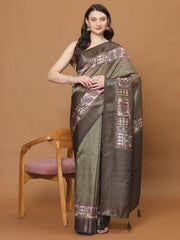 Digital Printed Satin Woven Saree