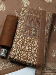 Printed Cotton Blend Ustitched Suit With Pant & Dupatta