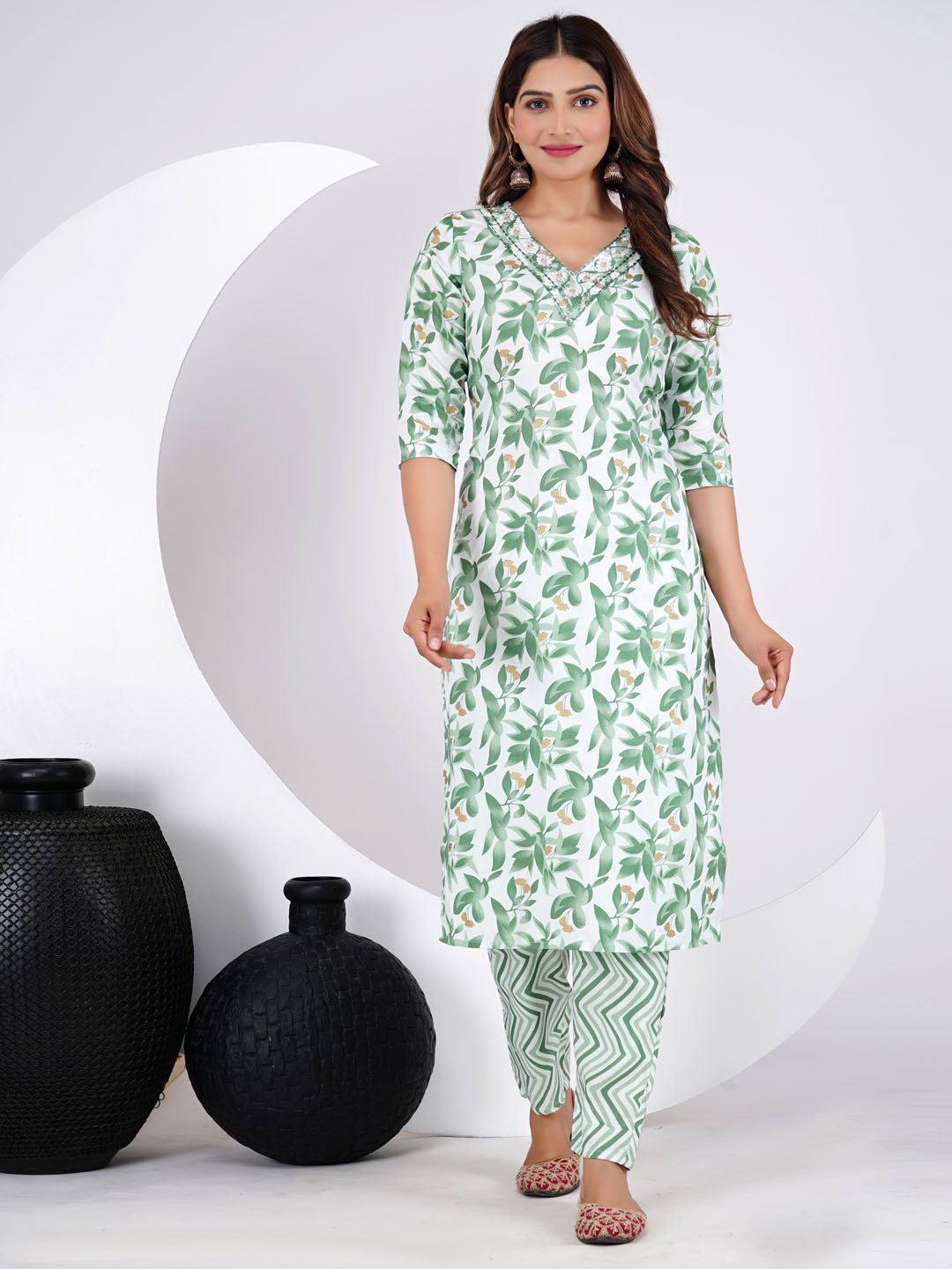 Printed Rayon Kurta With Pants